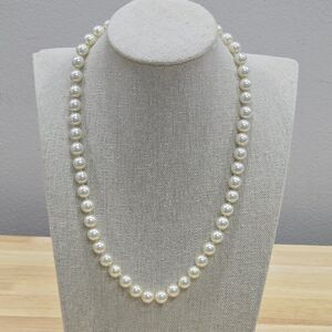 White Faux Pearl Knotted Single Strand 17" Necklace Coquette Vibe